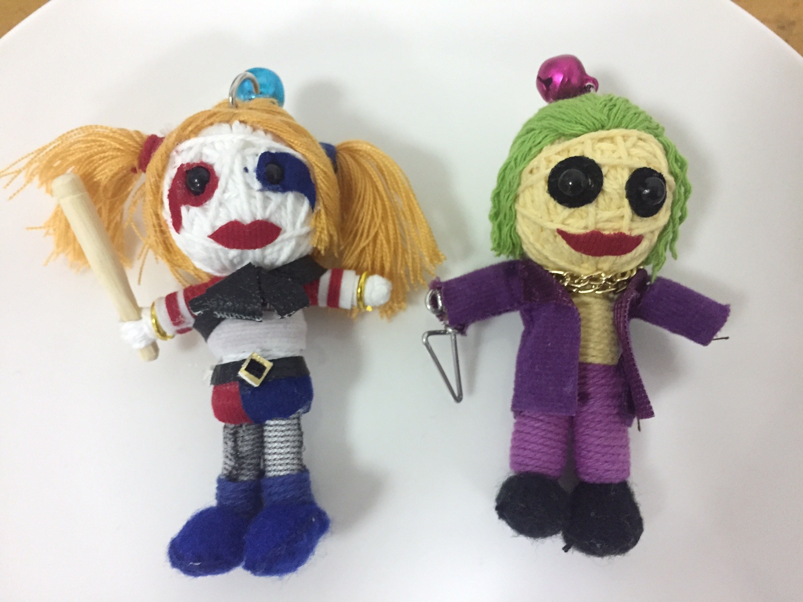Harley Quinn SUICIDE SQUAD Voodoo Keychain Handmade Rope Doll Key Ring String 