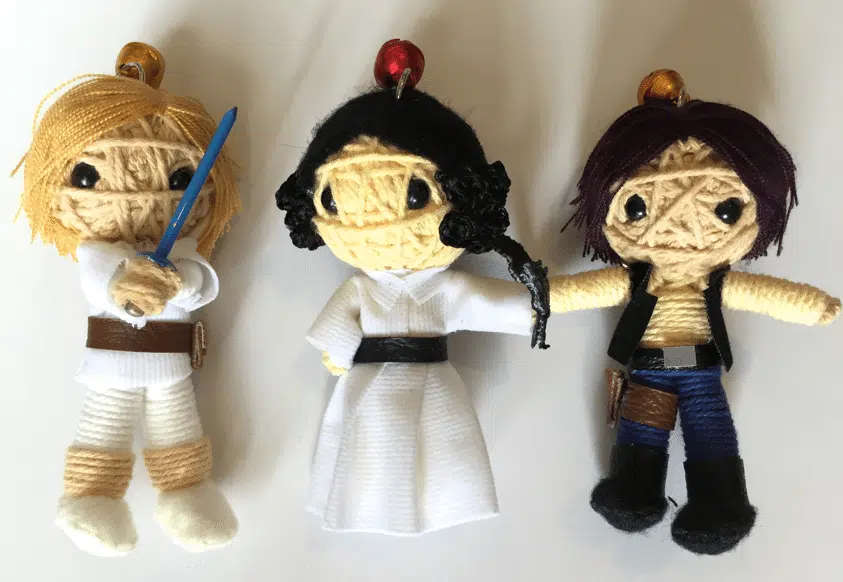 Star Wars A New Hope Triple Set - Luke Skywalker, Princess Leia, and Han Solo Voodoo String Doll Keychain Set